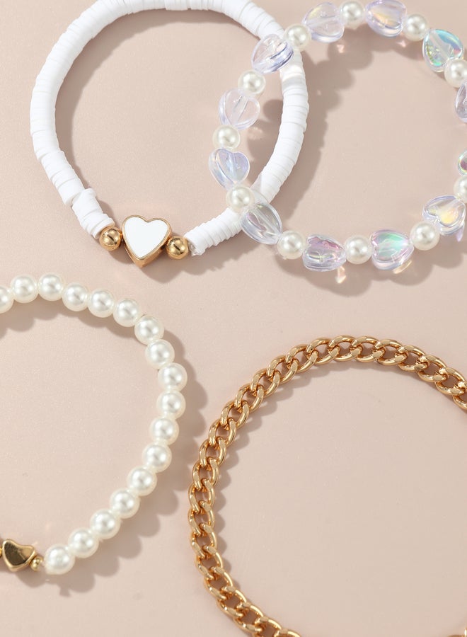 Take Two Pack of 4 - Beaded Heart Bracelet - Image 4