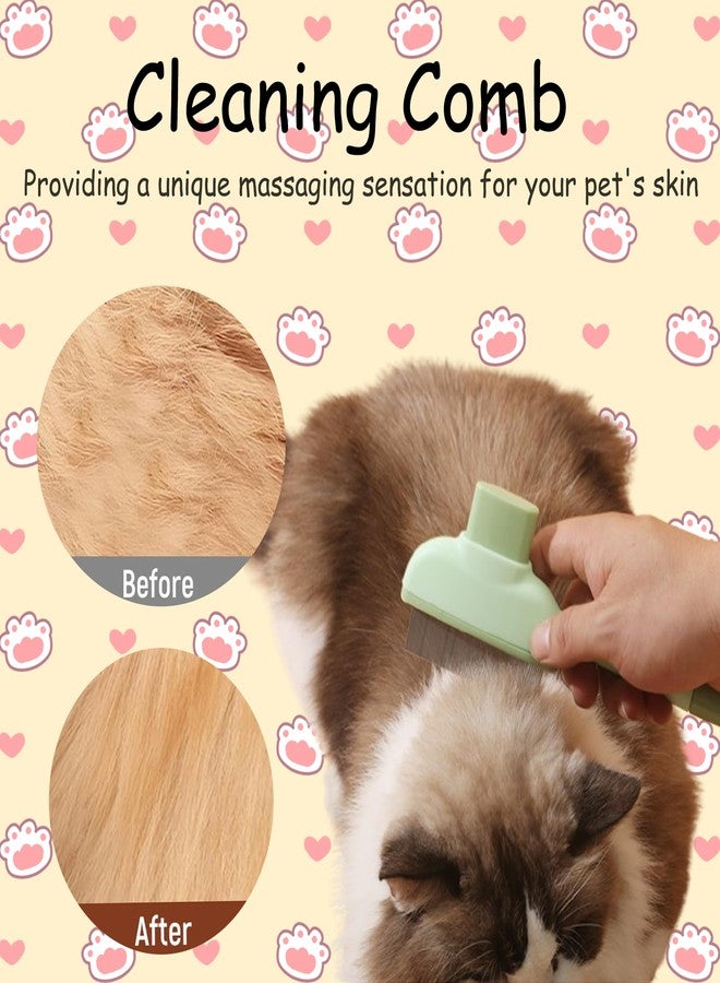 KixMalkinly 2Pcs Pet Comb Flea Comb for Cats Dogs,Self-Cleaning Cat Grooming Brush with Release Button and Stainless Steel Round Teeth,Detangling Long and Matted on Cats and Dogs(Yellow+Green) - Image 3