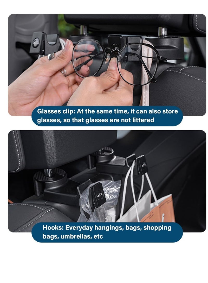 Excefore Car Headrest Hidden Hook, Multi-Functional Hidden Hooks, with Phone Holder, 360° Rotation Auto Seat Back Eyeglass Clip, Car Storage Hooks, for Hanging Purses, Grocery Bags, Bottles (2 Pcs) - Image 3