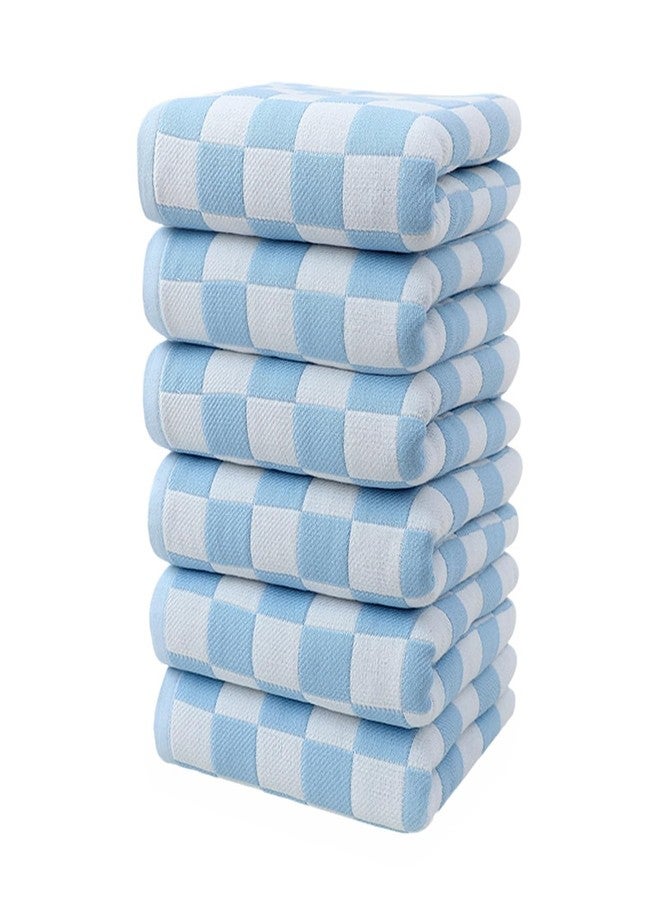 SK Studio Checkered Cotton Hand Towels Set of 5, Ultra Soft Highly Absorbent Bath Towel, 14 x 19 Inches Lightweight and Quick Drying Towels for Body, Sport, Yoga, Blue - Image 1