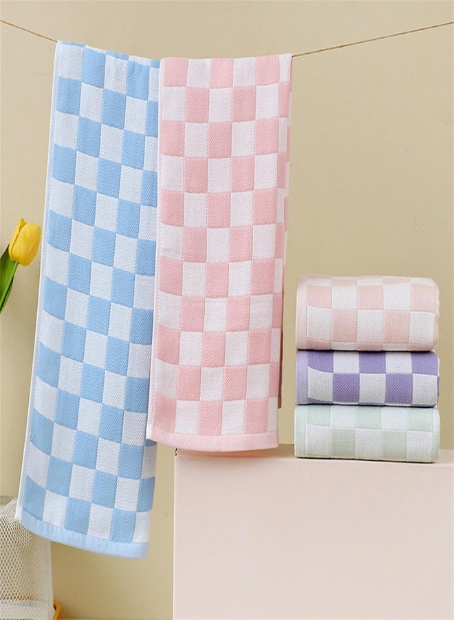 SK Studio Checkered Cotton Hand Towels Set of 5, Ultra Soft Highly Absorbent Bath Towel, 14 x 19 Inches Lightweight and Quick Drying Towels for Body, Sport, Yoga, Blue - Image 4