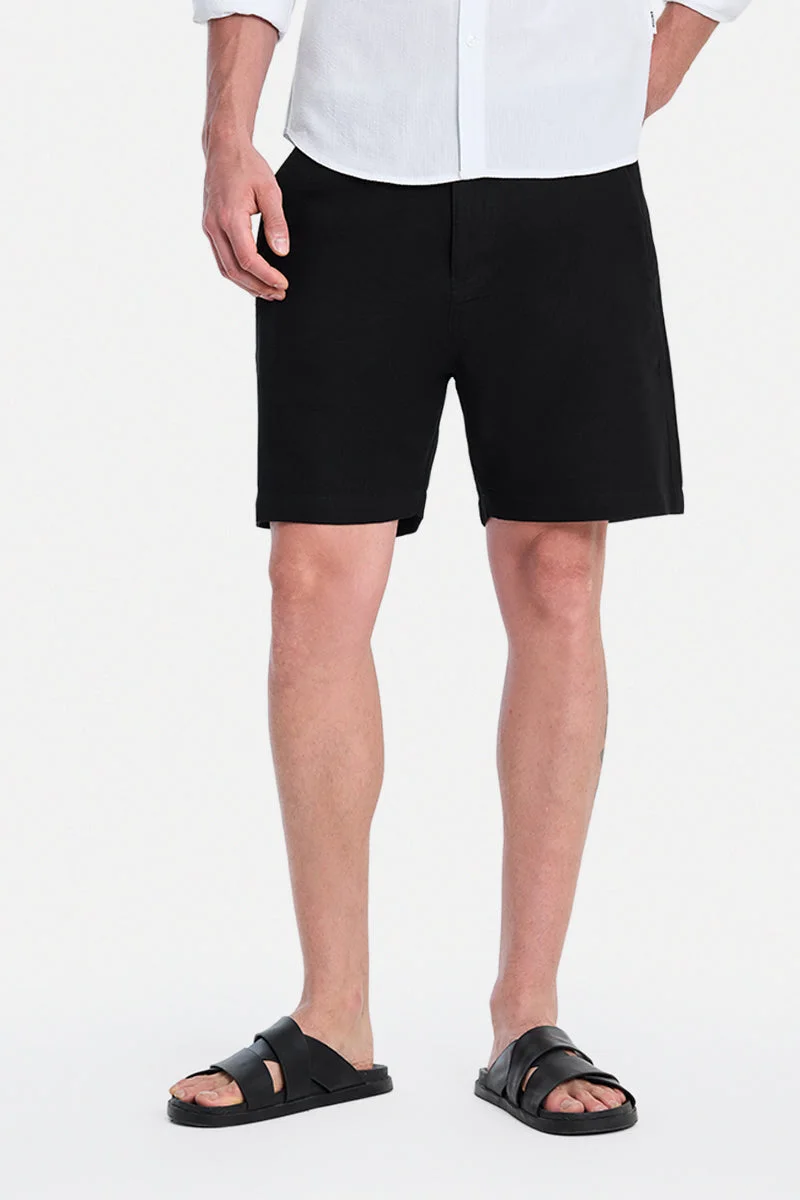SNITCH Black Solid Relaxed Casual Shorts