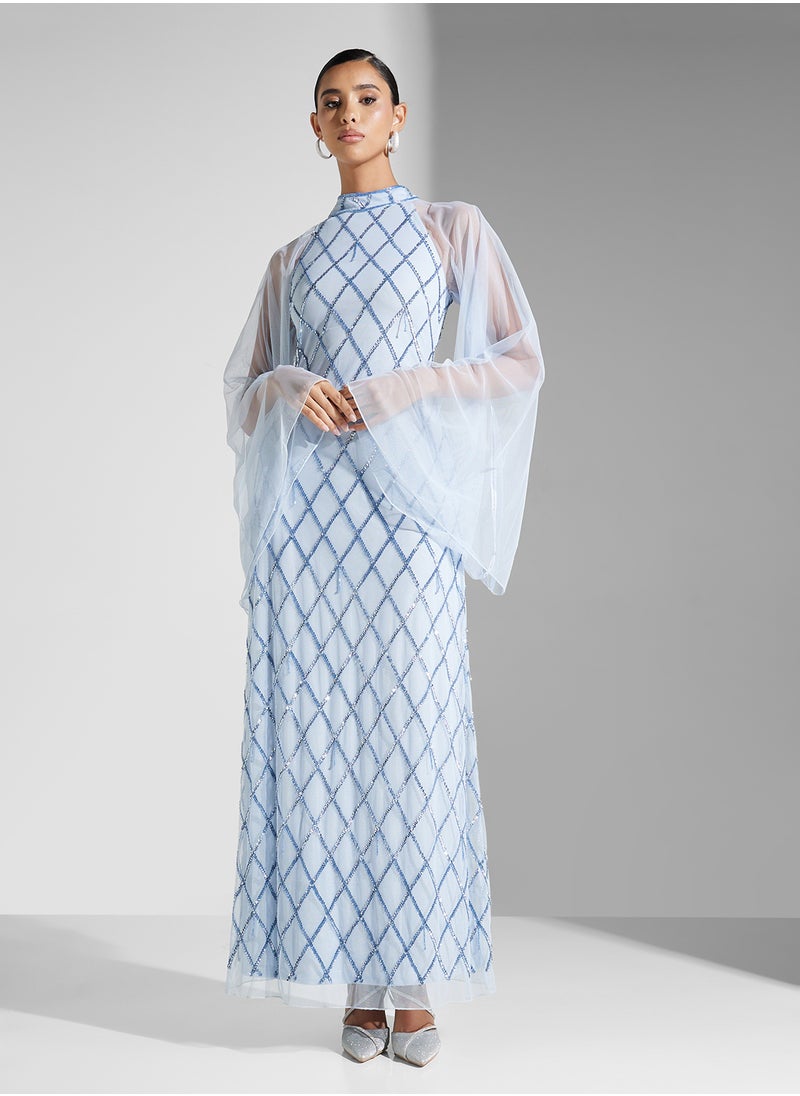 Amelia Rose Embellished Mesh Detailed Dress  - Image 4