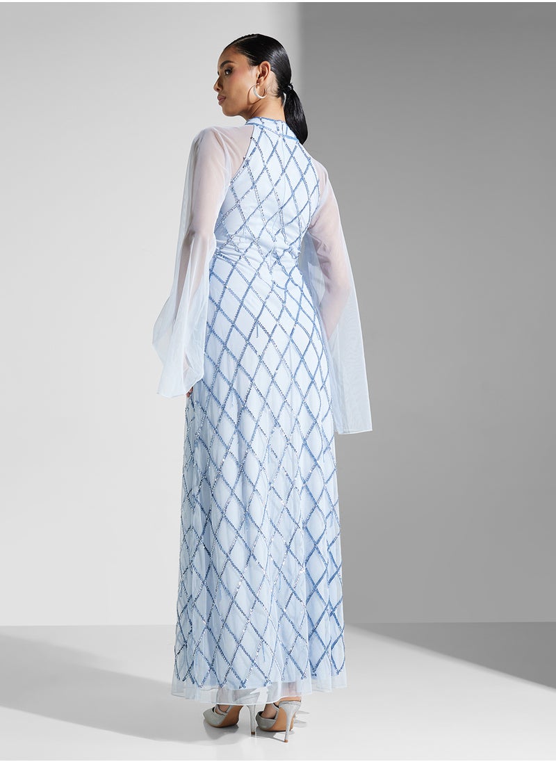 Amelia Rose Embellished Mesh Detailed Dress  - Image 2