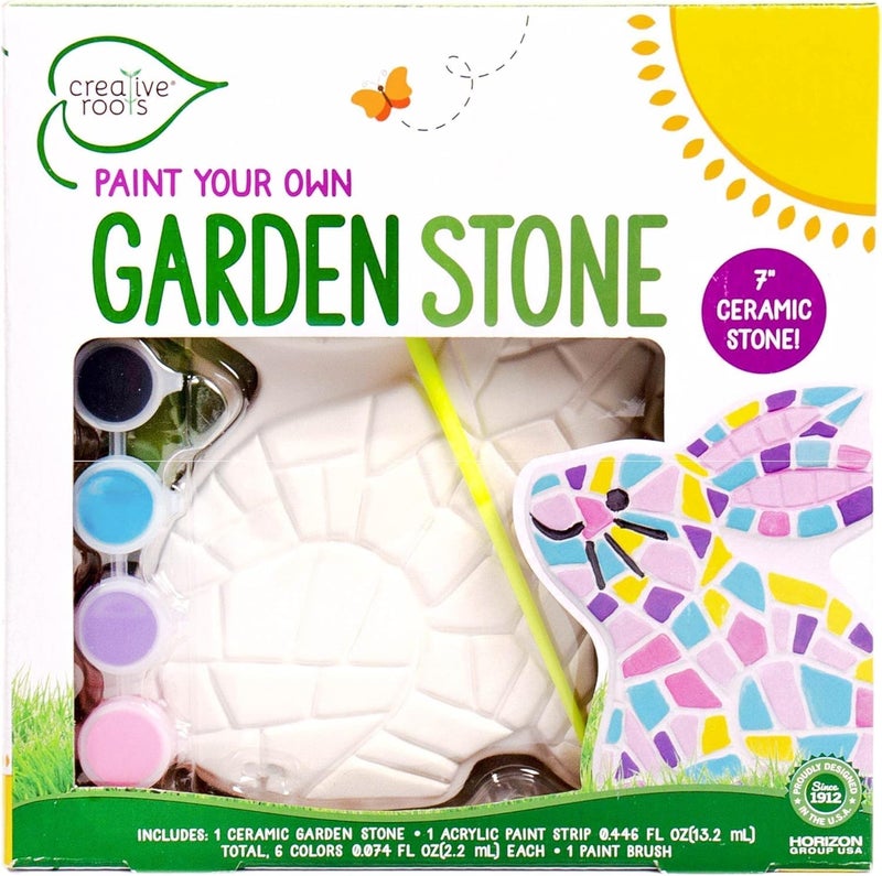 Creative Roots Paint Your Own Bunny Garden Stone, Craft Kits, Stepping Stones Kit for Kids, Ceramics to Paint, Ages 6+ - Image 1