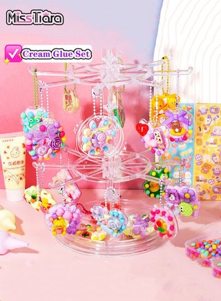 279 Pcs DIY Whipped Cream Clay Glue Set, Simulated DIY Making Art Craft Kit with Cartoon Stickers, Accessories, Key Chains with Storage Box for Gifting Assorted - view 2