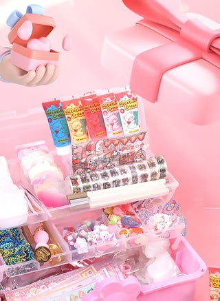 279 Pcs DIY Whipped Cream Clay Glue Set, Simulated DIY Making Art Craft Kit with Cartoon Stickers, Accessories, Key Chains with Storage Box for Gifting Assorted - view 5
