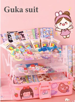 279 Pcs DIY Whipped Cream Clay Glue Set, Simulated DIY Making Art Craft Kit with Cartoon Stickers, Accessories, Key Chains with Storage Box for Gifting Assorted - view 4