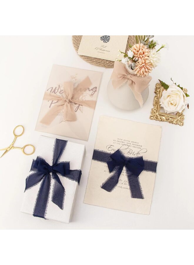 LAMAY 2PCS Ribbon Handmade Tassel Chiffon Ribbon for Wrapping Wedding Invitations, Bridal Bouquets, DIY Crafts, Home Decor (Coffee Color) - Image 5