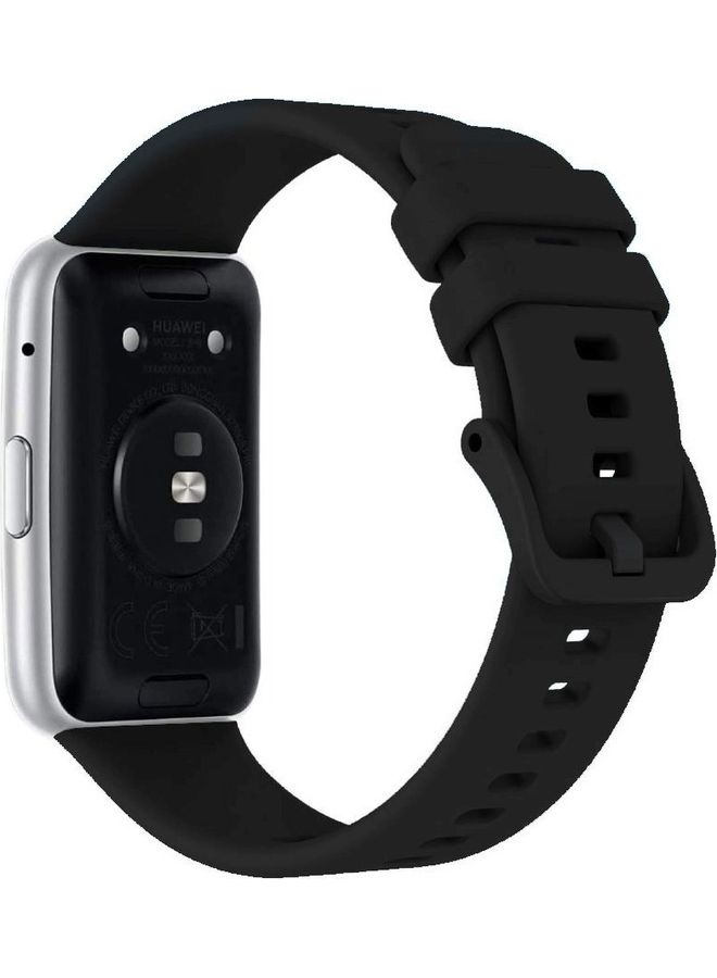 Loquat Adjustable Silicone Sport Watch Bands Replacement Wristband Compatible With Huawei Watch Fit 2 Black - Image 2