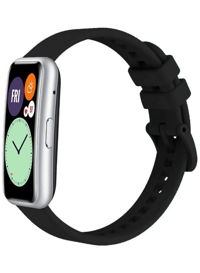 Loquat Adjustable Silicone Sport Watch Bands Replacement Wristband Compatible With Huawei Watch Fit 2 Black - Image 4