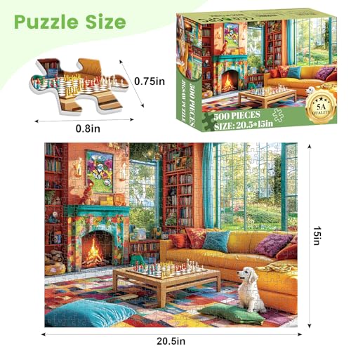 VOLUVOLU 500 Pieces Chess Puzzles for Adults Indoor Puzzle for Adults Dog Puzzle 500 Pieces Gift for Birthday Home Decor Fun for Family Entertainment 205 15 in - Image 5