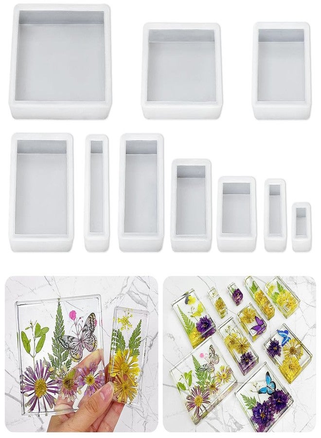 RESINWORLD Upgraded 10 Sizes Epoxy Resin Molds Silicone Kit, Square Rectangle Silicone Molds for Resin, Soap, Candles, Specimen, Dried Flower - Image 1