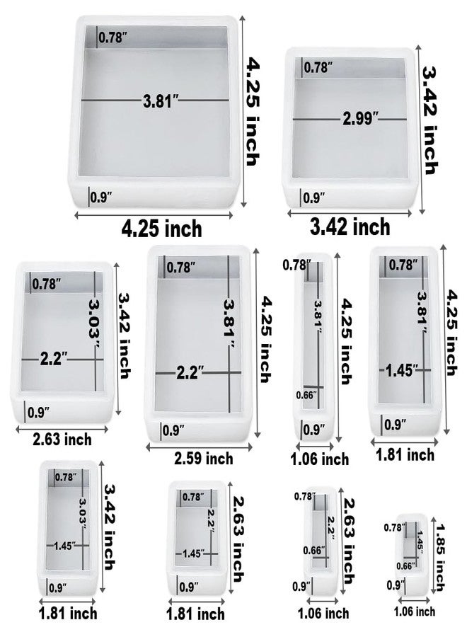 RESINWORLD Upgraded 10 Sizes Epoxy Resin Molds Silicone Kit, Square Rectangle Silicone Molds for Resin, Soap, Candles, Specimen, Dried Flower - Image 2
