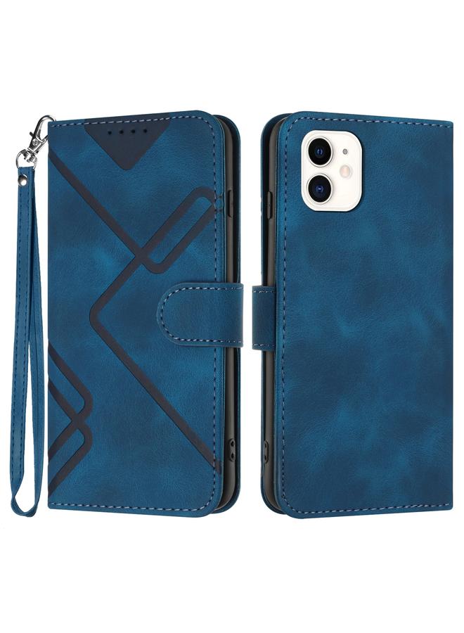 زبون جراب هاتف iPhone 11 من الجلد بنمط خطوط - Image 1