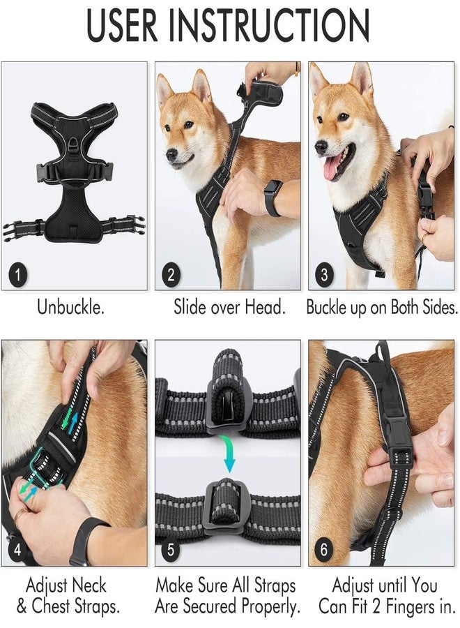 Sakuun No Pull Dog Harness with 5ft Leash for Large Dogs 26"-32" | Reflective, Adjustable, Padded Chest Vest | Easy Control Body Belt for Daily Walking, Training, Hiking | Black - Image 5