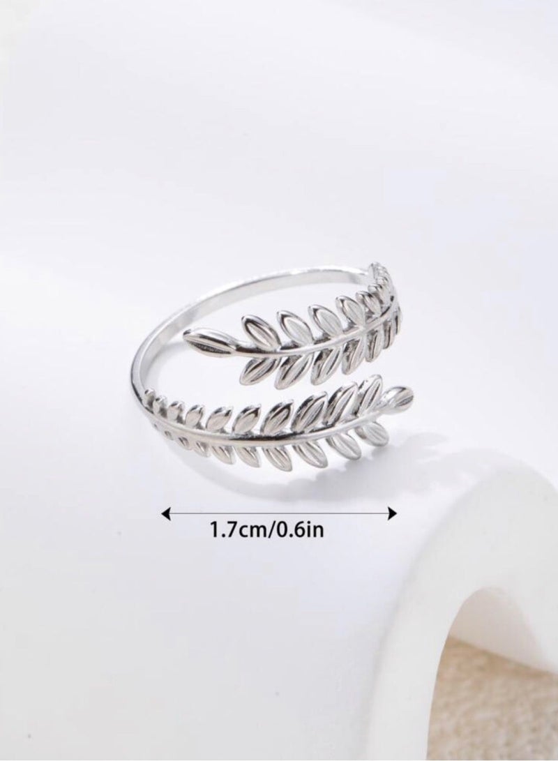 نون-شى خاتم نسائي مصنوع من الاستانلس ستيل باللون الفضي بمقاس موحد - Image 5