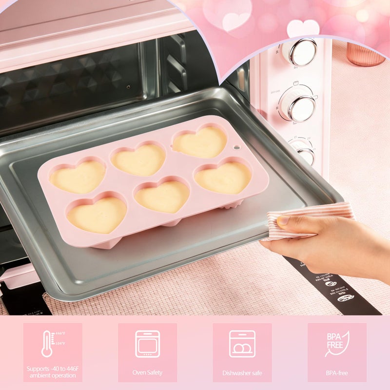 Vidotim 2-Pack Heart Silicone Mold for Chocolates,6-Cavity Silicone Heart Chocolate Mold,Nonstick Heart Shaped Silicone Mold for Cupcakes,Candy,Jelly,Ice Cubes,Muffins(2.06"(2Pcs)) - Image 4