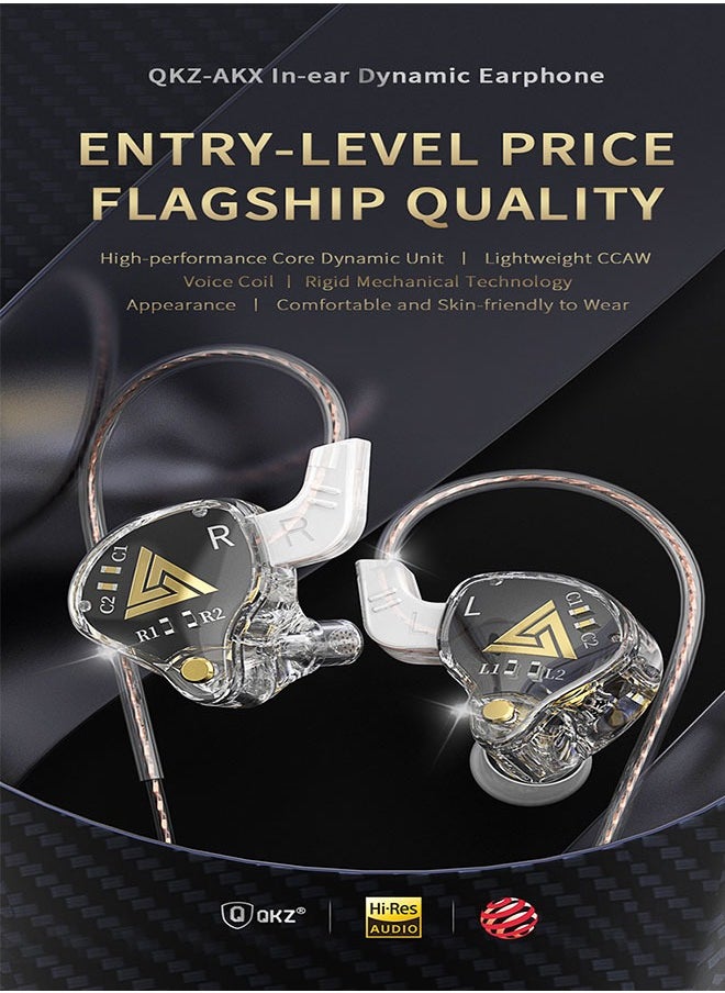QKZ Compatible With Tablet/Single Port Laptops, All Desktops, Wired With Mic, Sports Running In-Ear Headphones - (Black)  - Image 4