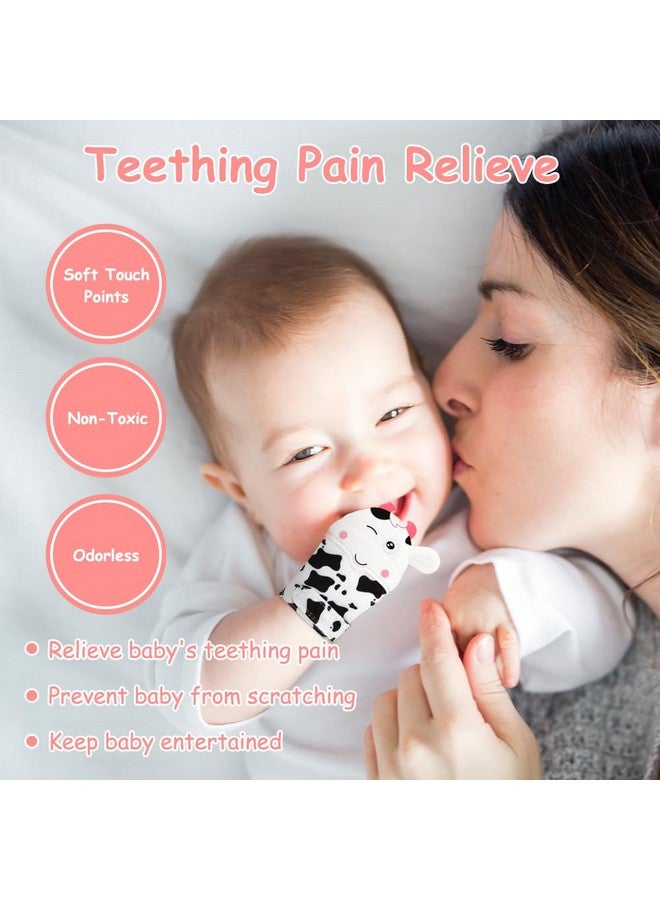 hotut 2Pack Silicone Teething Mitt, Cow Baby Teething Toy for 0-6 6-12 Months, Food Grade Silicone Infant Teething Mitten, BPA-Free Baby Chew Toys for Pain Relief, Sucking Needs - Image 5