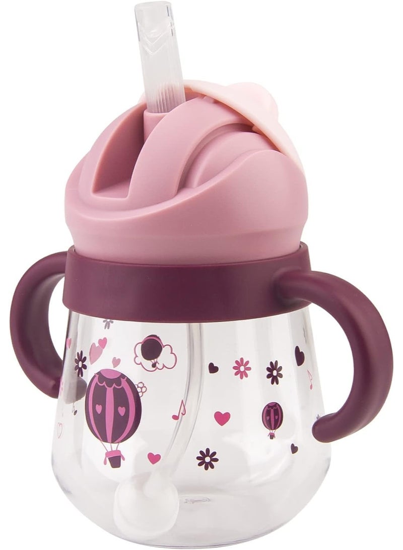 DMG TECH Sippy Cup for Baby 6-12 Months, Weighted Straw Non-Spill Cup for Toddlers With Handles, Spill-Proof, Leak-Proof Soft Spout 260ml, BPA Free (Purple) - Image 1