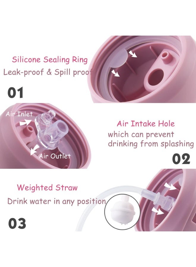 DMG TECH Sippy Cup for Baby 6-12 Months, Weighted Straw Non-Spill Cup for Toddlers With Handles, Spill-Proof, Leak-Proof Soft Spout 260ml, BPA Free (Purple) - Image 4