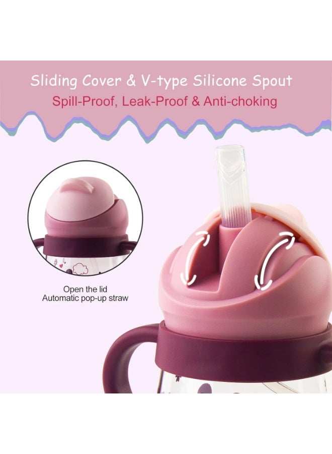 DMG TECH Sippy Cup for Baby 6-12 Months, Weighted Straw Non-Spill Cup for Toddlers With Handles, Spill-Proof, Leak-Proof Soft Spout 260ml, BPA Free (Purple) - Image 3