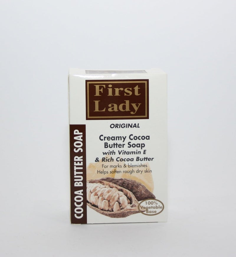 COCOABUTTER Cocoa Butter Organic Herbal Natural Creamy Formula Cleansing Moisturizing Bar Soap 200g by First Lady For Stretch Marks Blemishes Helps Soften Rough Dry Skin For the Whole Family All Skin Types