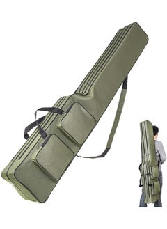 PROMASS Fishing Tackle Storage Bag, 130cm/4.27ft Portable Fishing Rod Reel Organizer Fishing Pole Gear Tool Cases Carrier Two Layer Durable Oxford Large Capacity Travel Fishing Cover Bag(Green) 