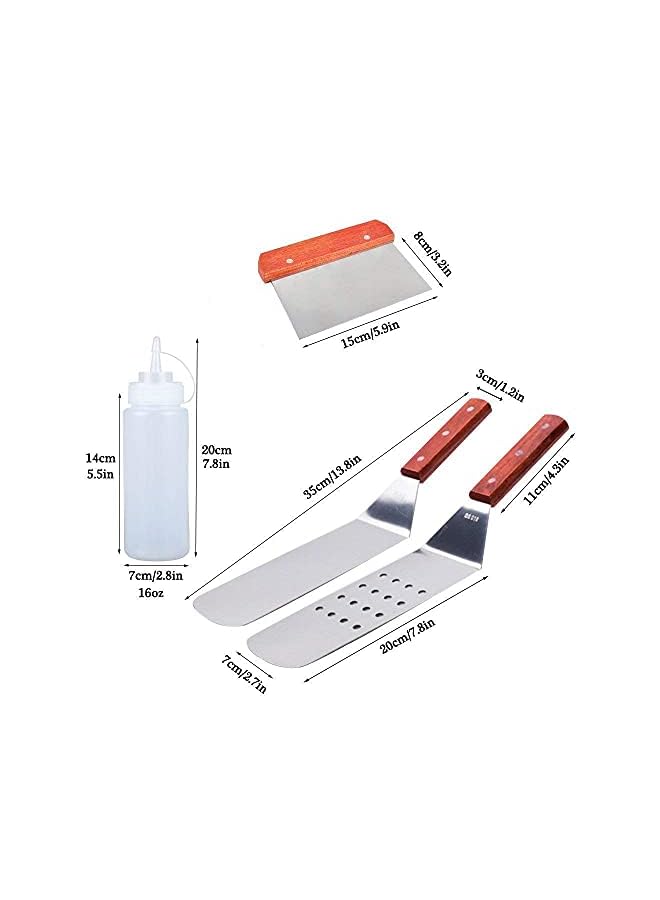 PROMASS Grade Stainless Steel Bbq Grill And Griddle Spatulas Tool Kit Great For Grill Griddle Flat - Image 3