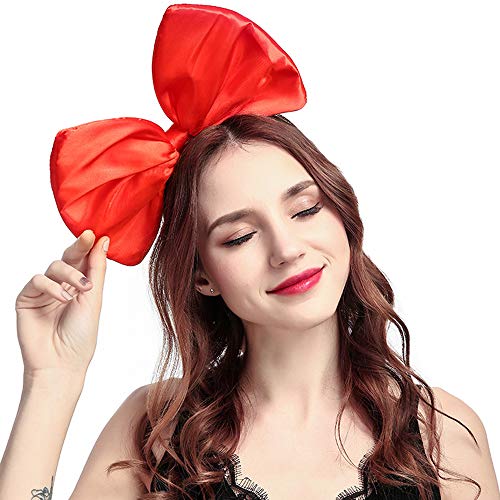 WLBON Bow Headband Hair Bands Big Bow Hair Hoops Women's Party Decoration Headpiece Cosplay Costume Handmade Hair Accessories - 1 Pack Red - Image 1