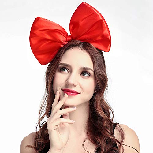 WLBON Bow Headband Hair Bands Big Bow Hair Hoops Women's Party Decoration Headpiece Cosplay Costume Handmade Hair Accessories - 1 Pack Red - Image 2