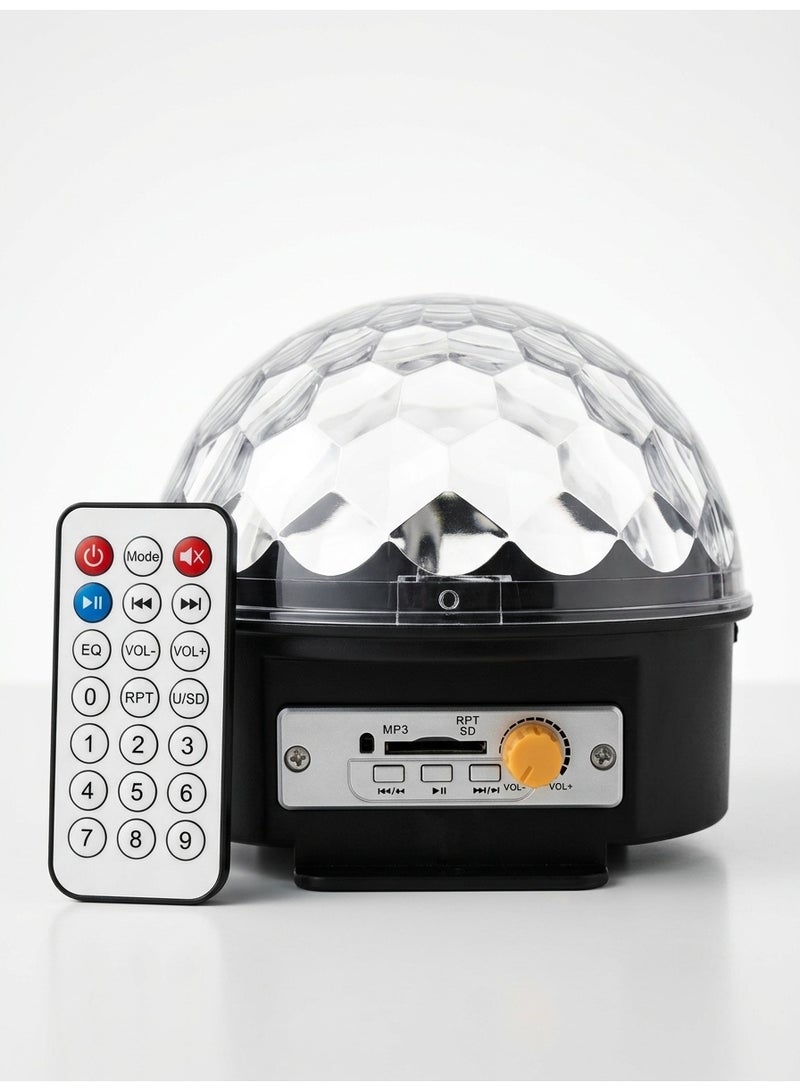 مصباح حفلات ديسكو LED كريستال ماجيك بول مع مكبر صوت بلوتوث، USB وبطاقة SD - Image 1