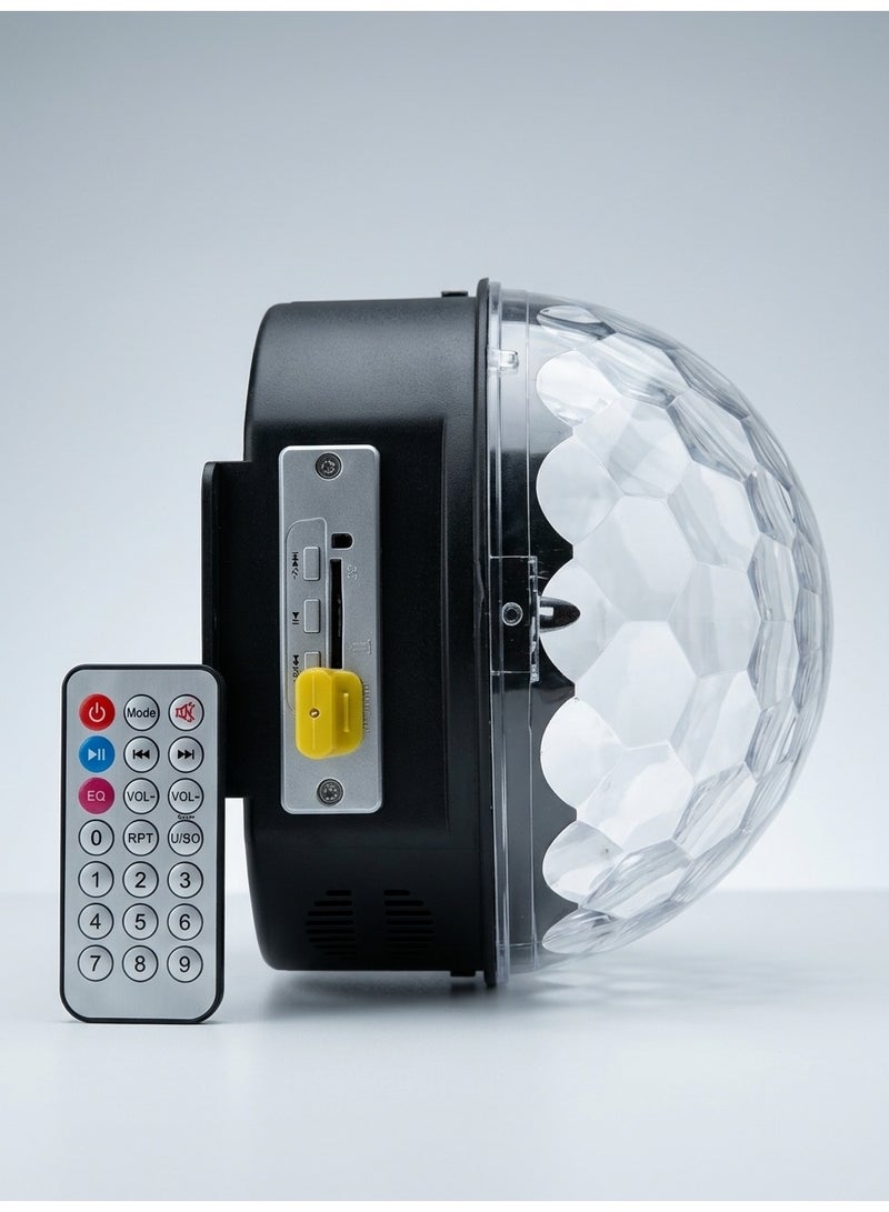 مصباح حفلات ديسكو LED كريستال ماجيك بول مع مكبر صوت بلوتوث، USB وبطاقة SD - Image 3