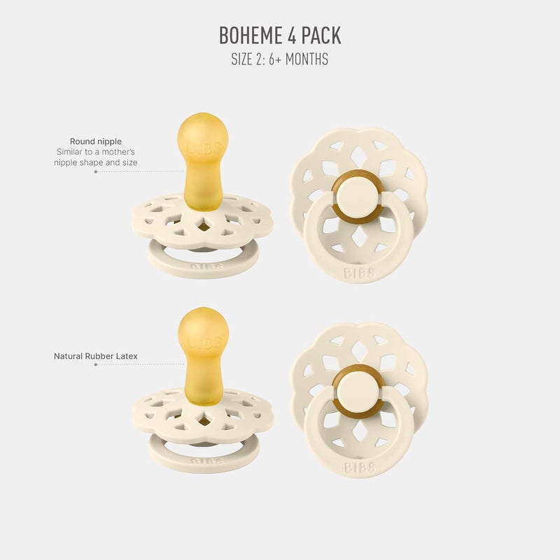 BIBS Boheme Soothers Pack of 4 - Ivory - Image 2