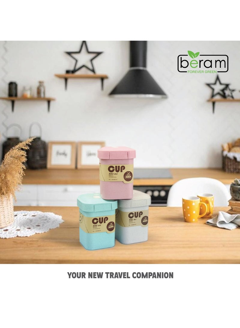 Beram Wheat Straw Lunch Box, 550ml, Soup Bowls, Compartment Containers, Food Storage Boxes, Tiffins for Daily Use, Meal Prep, Reusable Lunch Bags, Leak Proof, With Cutlery  - Image 5