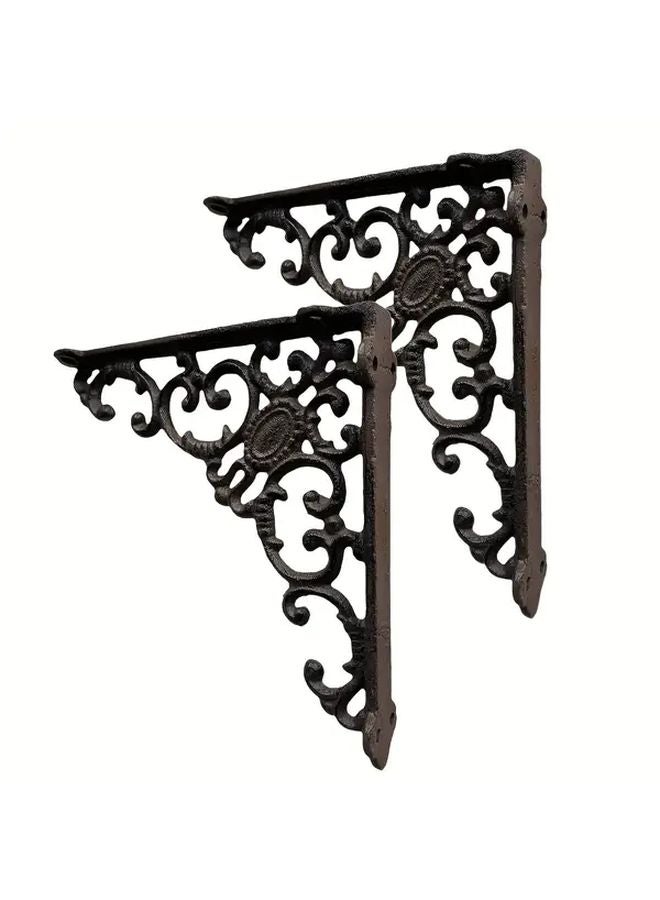 2 Pack Heavy Duty Cast Iron Shelf Brackets Dark Brown 7 8in x 7 68in - Image 5