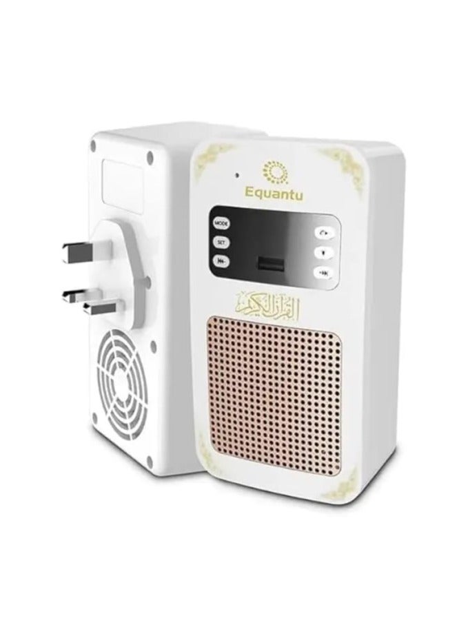 Equantu Portable Quran Speaker Digital, Full Quran Recitation with Remote Control, Bluetooth/FM Radio/USB/ Digital Time/ Audio Translation - Islamic Speaker for Home, 8GB Memory, Kids & Adults 