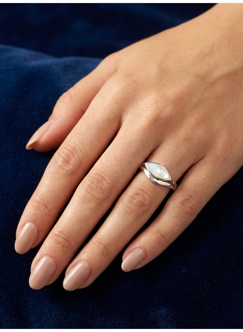 Kanira Premium 925 Sterling Silver Mother of Pearl Abstract Wave Ring for Women | Modern Artistic Statement Ring | Contemporary Designer Jewelry | KANIRA - Image 1