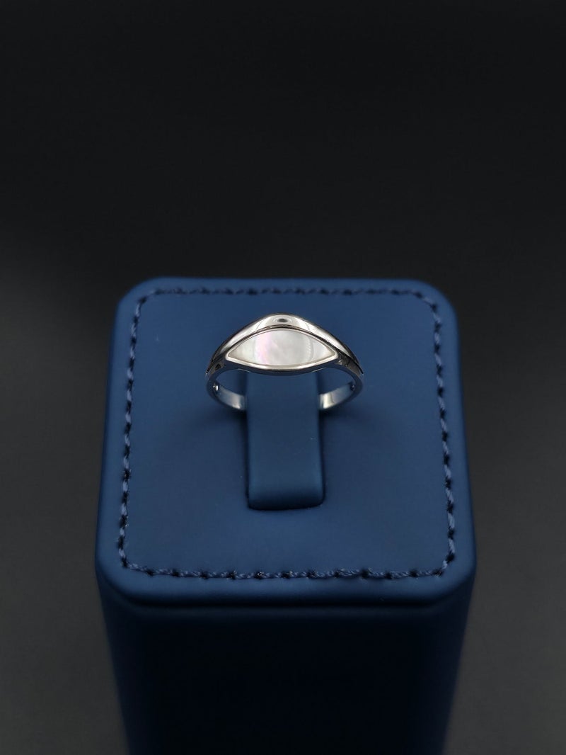 Kanira Premium 925 Sterling Silver Mother of Pearl Abstract Wave Ring for Women | Modern Artistic Statement Ring | Contemporary Designer Jewelry | KANIRA - Image 2