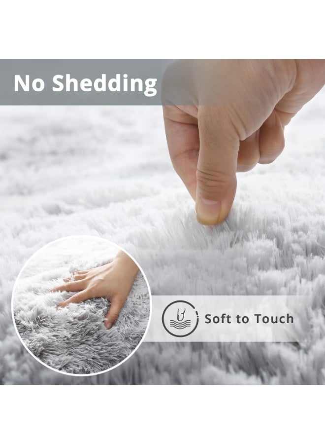 LIODUX Ultra Soft Modern Area Rugs, Indoor Fluffy Living Room Carpets, Non-Slip Bedroom Home Decor Rug, Washable Furry Throw Rugs for Kids Room Decoration (Light Gray, 200x400CM) - Image 2