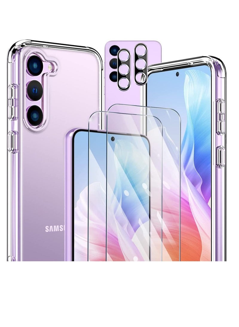 Raxoom [5-in-1]For Samsung Galaxy S23 plus Case,2 Packs Camera Lens Protector + 2 Packs HD Tempered Glass Screen Protector,All-Round Protection, Shockproof, Anti-Scratches Kit (S23+) - Image 1