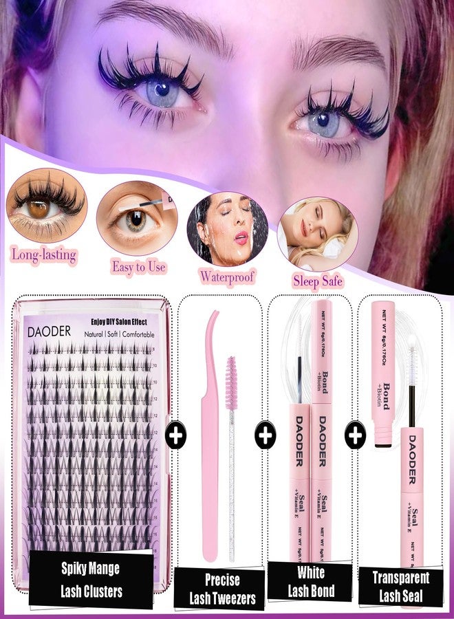 DAODER مجموعة رموش داودر الوهمية الملتفة رموش مانغا الممتدة مظهر رطب 8-18 مم شريط شفاف غير مرئي رموش أنمي مجموعة رموش د Curl مع لاصق الرموش وختم (مجموعة مانغا 8-18 مم) - Image 2