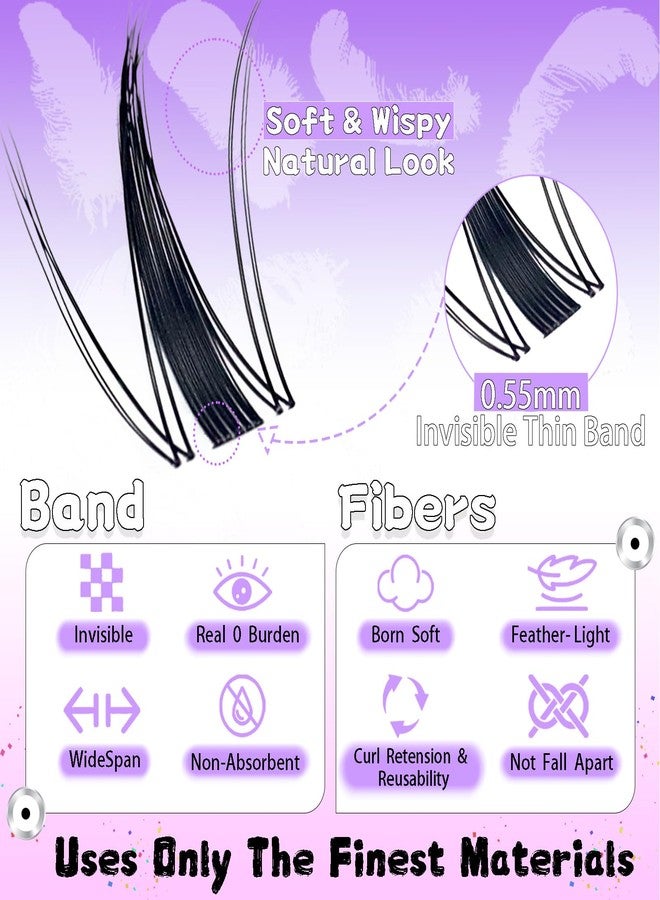 DAODER مجموعة رموش داودر الوهمية الملتفة رموش مانغا الممتدة مظهر رطب 8-18 مم شريط شفاف غير مرئي رموش أنمي مجموعة رموش د Curl مع لاصق الرموش وختم (مجموعة مانغا 8-18 مم) - Image 4