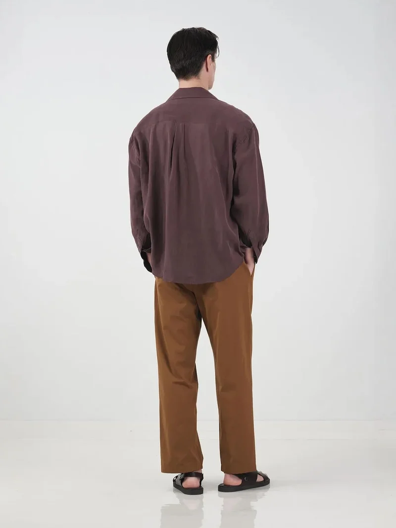 Giesto Beaver Brown GIESTO Oversized Long Sleeve Button-Up Shirt for Men | Best Price UAE