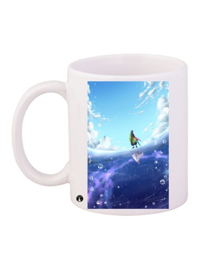 Nature View Printed Coffee Mug White/Blue/Green 11ounce