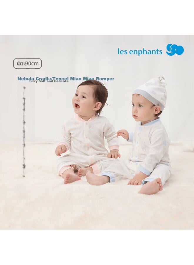 Les enphants Li Ying Fang Baby Autumn Tencel Long Sleeve Romper Pajamas Sky Blue 66cm - Image 3