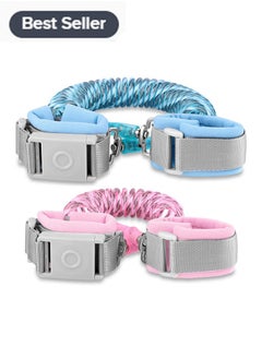 Meiyilan Anti Lost Wrist Link with Magnetic Induction Lock 2 Pack (1.5m Pink + 1.5m Blue) Toddler Wrist Leash for Kids Child Safety Harness with Reflective Strip (Magnetic Unlock Design)  - Image 1