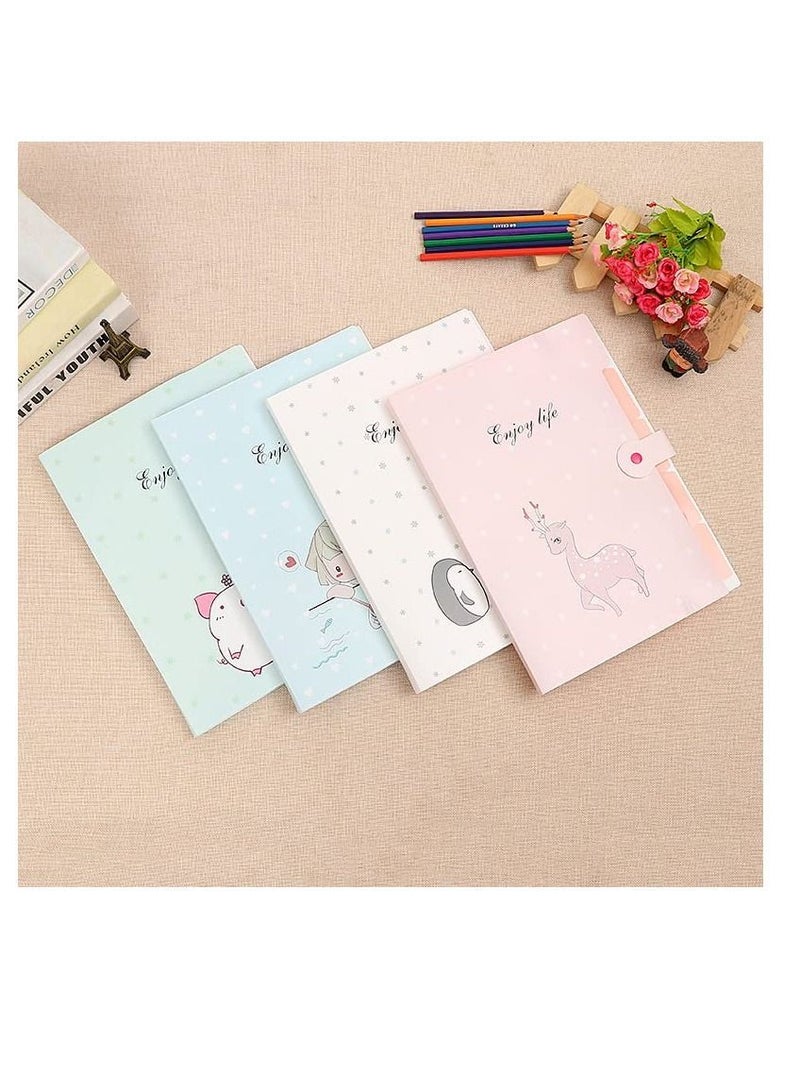 Folders, A4 Size 5 Pockets Cute Cartoon Pattern Plastic Expanding File Folders with 12sheets/168pcs Self-Adhesive Labels (2 Packs Blue+Pink) - Image 4