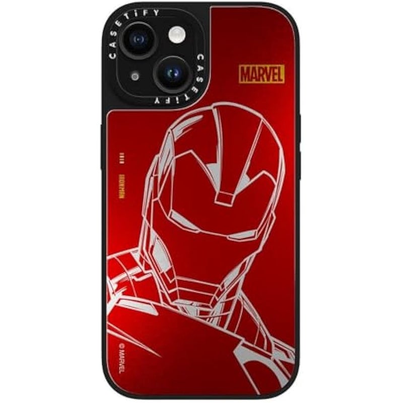 Casetify Mirror iPhone 15 Case 【Iron Man Co-Lab/Reflective / 4.9ft Drop Protection/Compatible with Magsafe】 - Iron Man - Red - Silver on Black - Image 4